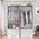 Brafab Armoire Wardrobe Closet with 2 Modern Doors, 71" Tall Freestanding Closet Wardrobe Cabinet with Drawers and Hanging Rail, Light Wooden Storage Cabinet with Shelve for Bedroom (White, 2 Doors) by CozyNest Decor