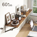 Floating Shelves 48 Inch Long, 10" Deep Floating Shelves, Wall Shelves 48 x 10, Set of 2, Wide Large Display Storage Shelves for Bathroom, Living Room, Rustic Wood Shelves with Brackets, Rustic Brown by CozyNest Decor