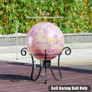 VCUTEKA Gazing Ball, Iridescent Crackled Glass Mosaic Gazing Balls Sphere for Garden Lawn Outdoor Ornament Yard Decorative, 10-Inch, Pink by CozyNest Decor