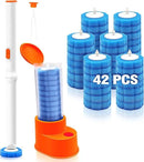 JEHONN Disposable Toilet Brush with Tweezers, Toilet Bowl Wand Holder Set with 42 Cleaner Refills, Bathroom Cleaning System for Sink Bathtub Wash Basin (White Orange) by CozyNest Decor