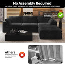 118" L Shaped Modern Sofa Modular Sectional Cloud Couch with Ottoman,Deep Seat Upholstered Couches with Plush Corduroy Fabric for Living Room Furniture,Bedroom and Apartment,No Assembly Required,Black by CozyNest Decor