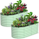 2 Pcs 6x3x2ft Oval Raised Garden Bed, Galvanized Raised Beds,Open-Ended Base Metal Raised Planter Beds,Garden Bed Outdoor,Planter Raised Boxes for Vegetables, Flowers,Tool-Free Asse,Green by CozyNest Decor