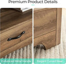 LINSY HOME Farmhouse Coffee Table with Storage, Wood Coffee Table for Living Room, Open Display Area and Storage Drawers with Metal Handles, Chic Style with Curved Base, Brown by CozyNest Decor
