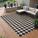 Lahome Checkered Dining Living Room Rug, 5x7 Washable Indoor Outdoor Easy Jute Rug, Farmhouse Neutral Diamond Non Slip Non Shedding Floor Carpet for Sunroom Deck Classroom Office by CozyNest Decor