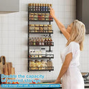 X-cosrack 6-Tier Wall-Mounted Spice Rack Organizer with Mixed Basket Sizes, Height-Adjustable Hanging Spice Shelf for Kitchen Pantry Cabinet, Large-Capacity Seasoning Holder, Black by CozyNest Decor