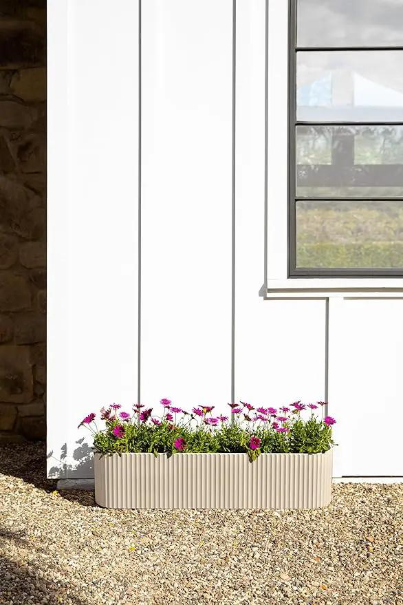 Veradek Demi Series Window Box Planter - Long Planter Box for Windowsill/Balcony | Durable Plastic-Stone Composite Material | Modern Décor for Flowers/Herbs, photo 6 of 9