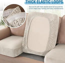 H.VERSAILTEX Velvet Stretch Couch Cushion Cover Plush Cushion Slipcover for Chair Loveseat Sofa Cushion Furniture Protector Seat Cushion Sofa Cover (2 Piece Large Sofa Cushion Covers, Ivory Striped) by CozyNest Decor