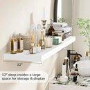 Fun Memories Floating Shelves - 12 Inch Rustic Wooden Wall Shelves - Extra Deeper & Thicker Wall Mounted Storage Shelf for Living Room, Kitchen, Farmhouse - 48" W x 12" D x 1.8" H - White by CozyNest Decor