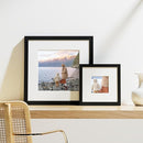 Vittanly 8x8 Picture Frames Set of 9, Shatter Resistant Plexiglass, Display 4x4 Pictures with Mat or 8x8 without Mat, Photo Frames for Wall Mount, Engineered Wood, Black by CozyNest Decor