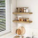 RICHFOCUS 31.5Inch Floating Shelves for Wall 2 Pack Shelves for Bedroom|Kitchen|Bathroom Wall Mounted Rustic Wood Floating Shelf with Invisible Brackets for Books|Storage|Decor, Oak by CozyNest Decor