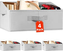 Criusia 4 Pack Large Closet Shelf Organizer Bins with Handles - Fabric Trapezoid Storage Baskets for Clothes, Towel, Blanket, Purse, Hats by TinyTreasures Baby Boutique