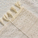 Sutuo Home Boho Sheer Curtain Valance Crochet Lace with Bohemian Hollow Knitted Handmade Tassels, Short Rustic Window Treatment for Kitchen Cafe, Rod Pocket, 1 Panel 59" W x 18" L, Beige by CozyNest Decor
