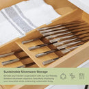 Premium Cutlery, Flatware, and Silverware Drawer Organizer – Slanted 3-Compartment Design with Labeled Slots, Non-Slip Feet, 100% Sustainable Bamboo by CozyNest Decor