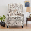 UIXE Pushback Recliner Chair, Fabric Upholstered Armchair Push Back Accent Chair for Living Room, Rivet Trim Home Theater Single Sofa Bedroom Reading Seat with Footrest - Beige Plants by CozyNest Decor