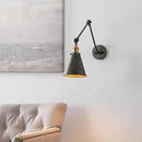 JONATHAN Y JYL7462D Rover 7" Classic Industrial Metal Adjustable Arm LED Wall Sconce, Rustic Dark Gray/Brass Gold for Bedroom, Bathroom, Vanity by CozyNest Decor