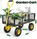 Homdox MAX 880 Lbs Garden Cart, Heavy Duty Foldable Mesh Steel Garden Wagon with 180° Rotating Handle and 10 Inch Tires, Pullable Yard Cart for Yard Garden Beach Farm, Yellow with Bag by GreenHaven Gardens