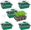 Bonviee 5-Pack Seed Starter Trays, Seed Starter Kit with Adjustable Humidity Dome and Base Indoor Greenhouse Mini Propagator for Seeds Growing Starting (12 Cells Per Tray, Green) by GreenHaven Gardens