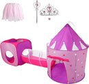 Princess Play Tent Set with Dress Up Tunnel, Castle Playhouse - Glow in The Dark Stars, Birthday Gift for Girls Age 3-7 by TinyTreasures Baby Boutique