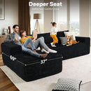 104" Cloudy Sectional L Shaped Couch for Living Room, No Assembly Required, Modular Comfy Sofa with Deep Seat, Fluffy Couch with Sleeper Chaise for Apartment Lounge (Black) by CozyNest Decor