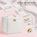 5-Layer Jewelry Box with 4 Drawers, Huge Portable Jewelry Organizer with Lock and Mirror for Women, for Necklace Ring Earring Bracelet Storage, Lockable Jewelry Case, White by TinyTreasures Baby Boutique