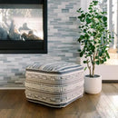Pouf Ottoman, Square Hand Woven Loop and Striped Ottoman Pouf for Living Room or Bedroom, Floor Chair, Foot Rest or Decorative Home Decor by CozyNest Decor