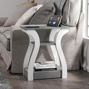 End Tables Living Room, Grey End Table with Charging Station, Grey Side Table, Nightstand for Bedroom, 3 Tier End Table with Storage Shelf for Living Room by CozyNest Decor