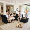 Modular Sectional Sofa, 130.7" L Shaped Couch Set for Living Room, 4-Seater Comfy Cloud Couches with Movable Ottoman, DIY Combination, Plush Corduroy, Black by CozyNest Decor