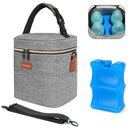 Mancro Insulated Breastmilk Cooler Bag Fits 4 Baby Bottles Up to 9 Ounce，Compact Baby Bottle Travel Bag with Ice Pack for Nursing Mom, Grey by TinyTreasures Baby Boutique
