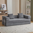 Convertible Sleeper Sofa Bed, Compression Folding Sofa with Pillow, No Assembly Required, Shape Frame, Floor Sofas Lounge Couch for Living Room, Bedroom, Small Spaces(Corduroy, 77''W, Dark Grey) by CozyNest Decor