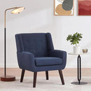 HUIMO Accent Chair Living Room Chair, Upholstered Button Tufted Armchair, Linen Fabric Sofa Chairs for Bedroom, Living Room, Mid Century Modern Comfy Reading Chair (Dark Blue) by CozyNest Decor