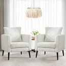 Barrel Accent Chair Set of 2 with Back Pillow, Large Teddy Upholstered Armchair with Solid Wood Legs Modern Reading Chairs for Living Room Bedroom by CozyNest Decor