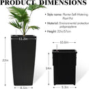 2Pcs 23in High Large Plant Pots Planter-Self-Watering,Modern Planter with Drain Holes,Water Level Monitor,Inner Bucket for Indoor/Outdoor Front Porch Patio,Black Rattan by CozyNest Decor