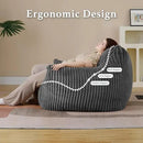 Giant Plush Bean Bag Chair for Adults with Armrests - Oversized Comfy Grey Beanbag Lounge Lazy Floor Sofa Accent Chair for Living Room, Bedroom & Dorm, Cozy Fluffy Single Cloud Mini Couch by CozyNest Decor