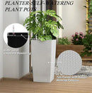 30in Tall Large Plant Pots Planter-Self-Watering Indoor/Outdoor Planting with Drain Holes, Water Level Monitor, Inner Bucket for Front Porch Patio, White Large by CozyNest Decor