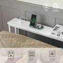 ELYKEN 2 Pack 5.9" Narrow Console Sofa Table with Power Outlets, 5.9" Dx39.4 Wx31.1 H Long Couch Table with Metal Frame and Charge Station with 6.5’ Extension Cord, White by CozyNest Decor