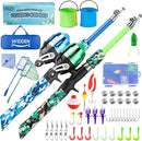 Kids Fishing Pole, Portable Telescopic Kids Fishing Poles for Boys and Girls, Fishing Rod and Reel Combo Kit with Tackle Box, and Fishing Net, Best Fishing Pole for Toddler Youth by TinyTreasures Baby Boutique