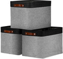 DULLEMELO Fabric Storage Bins - Decorative Large Baskets for Home Shelves & Bedroom, Canvas Toy Organizers (Black & Gray) by TinyTreasures Baby Boutique