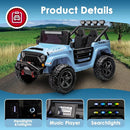 24V 2 Seater Ride On Truck with Remote Control 4WD Electric Car for Kids Ride On Car Battery Powered Ride On Toy Car with Music Player, LED Lights, Bluetooth, Rear Shock Absorber, Gray Blue by TinyTreasures Baby Boutique
