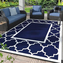 GENIMO 4' x 6' Outdoor Rug Waterproof for Patio Decor, Foldable Reversible Plastic Straw Area Rugs Mat for Camper, Outside Carpet for Rv, Deck, Porch, Picnic, Beach, Balcony, Blue & White by GreenHaven Gardens