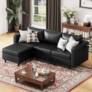 91.5" Faux Leather Modular Sectional Sofa, L Shaped Couch Set for Living Room, 3-Seater Comfy Cloud Couches with Movable Storage Ottoman,DIY Combination - Black by CozyNest Decor