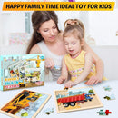 Wooden Puzzles for Kids Ages 4-6, 4 Packs 24 PCS Construction Vehicle Jigsaw Puzzles for Kids Ages 3-5, Preschool Educational Puzzles Boards Toys Gifts for Boys Girls by TinyTreasures Baby Boutique