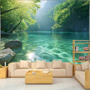 BSFHH Nature Tapestry Forest Tree Sea Cave Wall Hanging, Stream Through Rainforest Landscape Wall Art Tapestry for Bedroom Living room (Lake View, 110" × 87", Unframed) by CozyNest Decor