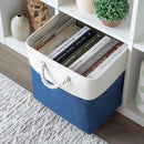 OrganiHaus 13x13 Cube Storage Bins 4 Pack, Foldable Cube Storage Organizer w/ Rope Handles, Collapsible Fabric Bins for Toys, Clothes & Closet Organization, Fabric Square Baskets - Navy Blue by CozyNest Decor