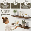 Floating Shelves Wall Shelf 48 Inch, 9.3 Inch Deep Floating Shelf, Farmhouse Black Wood Shelves Invisible Bracket for Living Room, Bedroom, Kitchen, 48 x 9.3 x 1.4 Inch, Set of 2, Rustic Brown by CozyNest Decor