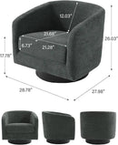 Swivel Barrel Accent Chair, Modern Round Chenille Fabric Arm Chair for Living Room, Bedroom, Comfy Club Reading Chairs for Adults（Chenille Fabric, Grey, Set of 4 by CozyNest Decor