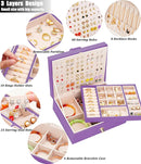 Girls Jewelry Box for Earrings Jewelry Organizer Box Teen Girls Earrings Organizer Jewelry Box with Earring Holder Organizer Stud Earring Box for Girls Womens Jewelry Case Organizer Purple by TinyTreasures Baby Boutique