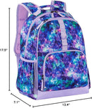 Choco Mocha Galaxy Backpack for Girls, Elementary School Backpack for Girls Ages 6-8 Kids Kindergarten Backpack Bookbag 17 Inch with Chest Strap, Purple by TinyTreasures Baby Boutique