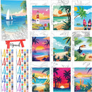 Blosssound 10 Set Pre Printed Canvas Pre Drawn Canvas Painting with Easel Kits 5" x 7" Outline Painting Panels for Beginners, DIY Craft Project, Party Favor, Home Decors(Landscape) by TinyTreasures Baby Boutique