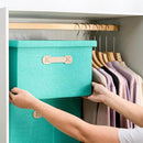Enzk&Unity Decorative Storage Bins with Lids, Fabric Linen Foldable Storage Box with Handle Home Organizer for Shelf, Closet, Bedroom, Living Room, Office, 3 Packs, Teal by CozyNest Decor