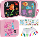 Erasable Doodle Set for Kids - Reusable Magic Drawing Book with 12 Watercolor Pens 14 Page Drawing, Road Trip Car Game Writing Painting Set for Boys and Girls (Mermaid) by TinyTreasures Baby Boutique